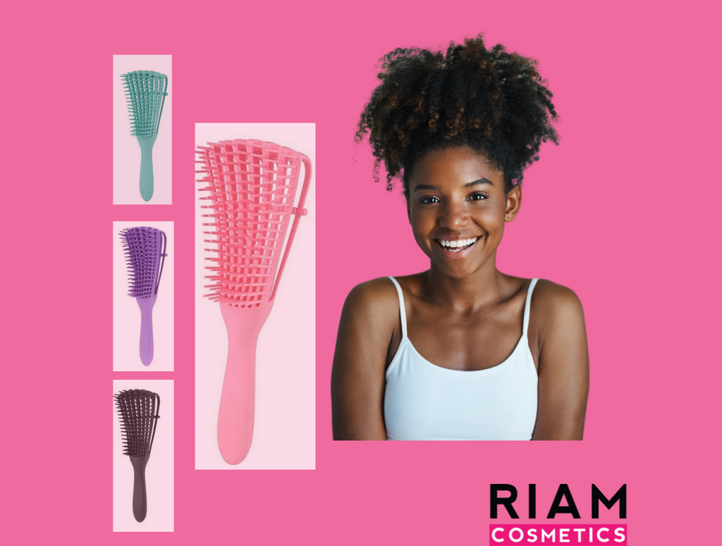 Riam Detangling Brush for Afro America/ African Hair Textured 3a to 4c Kinky Wavy/ Curly/ Coily/ Wet/ Dry/ Oil/ Thick/ Long Hair, Knots Detangler Easy to Clean Pink